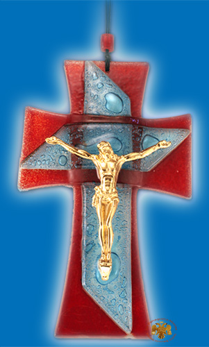Orthodox Glass Fusing Cross 25cm